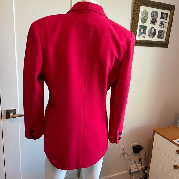 Jean Claude Poitras Bof! Designer Vtg Double Breasted Wool Blend Blazer Red Sz 8 - Picture 7 of 13